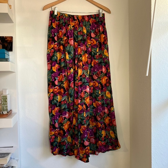 Carole Little Pants - Carol Little floral wide leg elastic waist pants